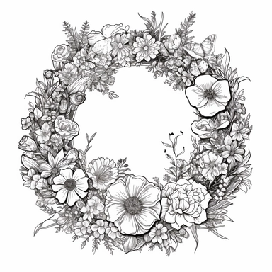 black line art style a flower bouquet wreath clipart png transparent white background one object truly timeless elegance premium luxury ornate photo realistic honestly reality aesthetic consistent quality unique exquisite iridescence individuality array of colors rich treasured throughout the ages refinement symbolizing luxury glamour allure wonders of the nature mother of pearl luminous quality light in a myriad of enchanting colors royal jewelry delicate shimmer pearlescent effect polished sop