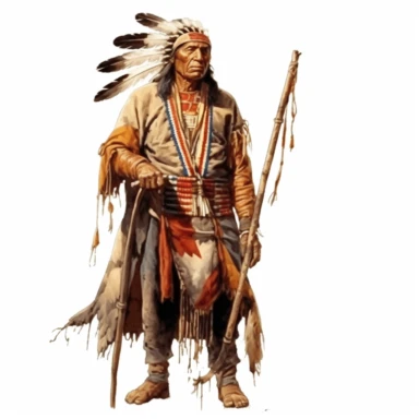 Sioux medicine man, full length, clipart, white background