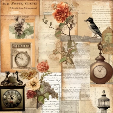 vintage Victorian Junk Journal kit clipart