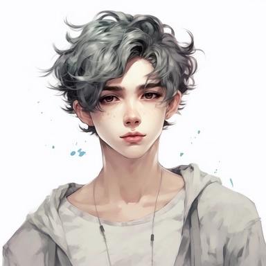 beautiful stunning handsome cute anime e-boy,diferent poses, diferent hair colours paint art style, clipart, white background, superrealistic, one of a kind