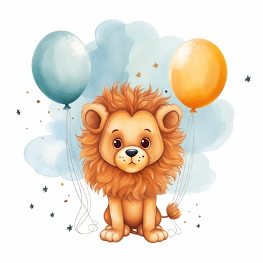 cute lion balloon clipart for a baby bedroom