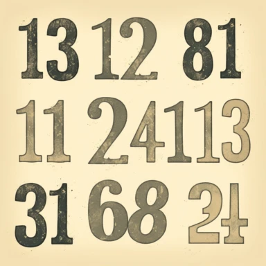 vintage clipart numbers 1-9 white background