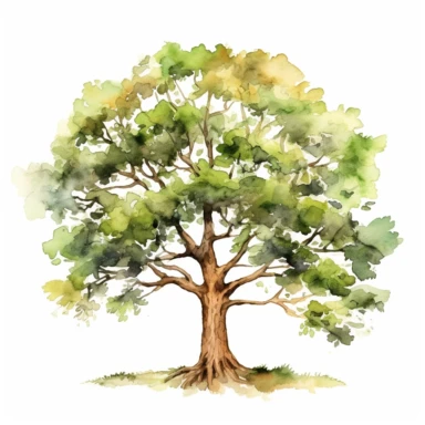 watercolor oak tree clipart - watercolor clipart - watercolor tree, single design