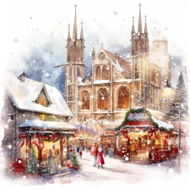 An intricately detailed watercolor clipart illustration displaying an ultra-realistic [specific design idea, like street Christmas market  ], isolated on a white background, in the style of ultra-detailed watercolor clipart illustrations, HDR watercolor clipart illustrations, 32K watercolor clipart illustrations, hyperrealistic watercolor clipart illustrations, ultra-intricate watercolor clipart illustrations, high-resolution watercolor clipart illustrations, high-definition watercolor clipart i