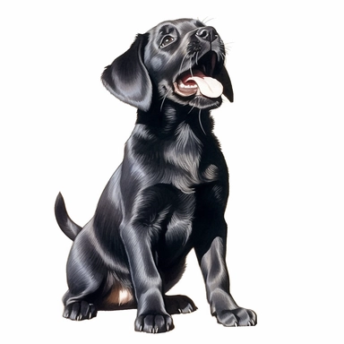 full body black labrador puppy barking clipart