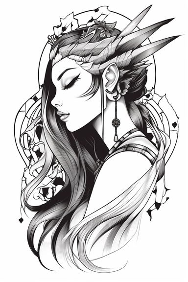 tattoo Minimalist Black and Gray: Opt for a minimalist approach with a black and gray tattoo. This style focuses on clean lines, shading, and negative space, creating a sleek and timeless design., anime style black and white full page pattern coloring page for kids, isolated, black and white, line art, printable outline art, thin lines, digital art, clip art, isolated, anime style, full page, award winning art