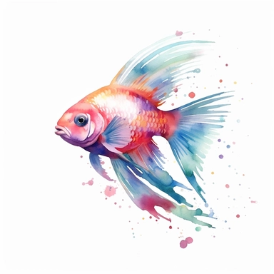 Tropical Fish, pastel colors, white background, watercolor splash, clipart, by Jack Hughes
