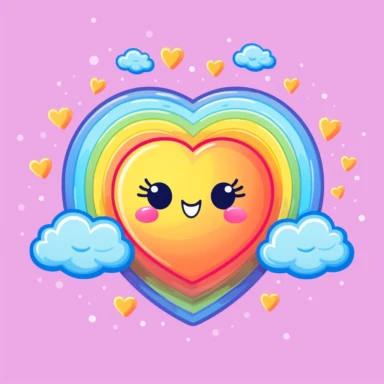 create a Kawaii vector clipart celebrating the LGBT movement with a rainbow in it. Make it innocent to make hearts melt. Add charming details