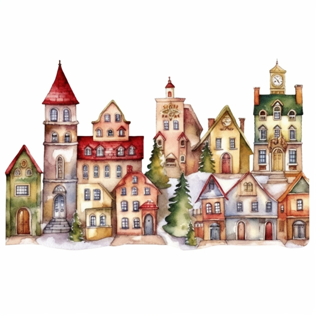 christmas village cliparts