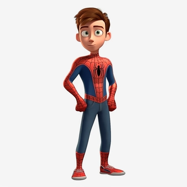 boy as Spiderman without mask in Avengers Disney Character, full body, Superhero style, disney, clipart, hd
