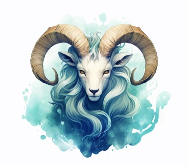A lone zodiac logo beautiful representation of Capricorn, featuring intricate zodiac details, graceful silhouette captures the timeless beauty of zodiac of Capricorn style. Clipart, watercolor, white background, intricate detail, hyper-realistic, unreal engine cinematic smooth