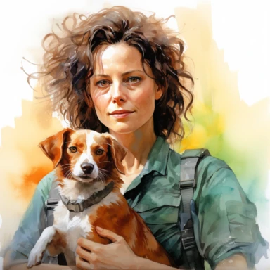 Sigourney Weaver like Ripley with Jonesy cat, character from movie Alien, watercolor painting, cinematic lighting, clipart, white background