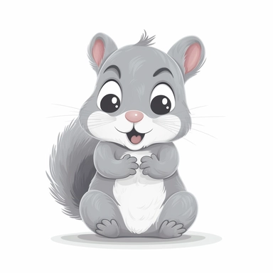 cute baby Gray squirrel clipart, happy, animal only, isolated on white background, illustration, pastel colors, no shadow, vector, high definition, Full HD, 8k