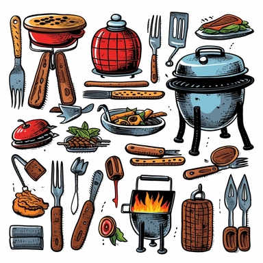 clipart doodle grilling tools