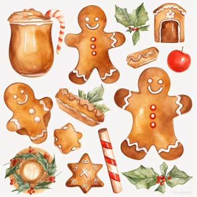 watercolour gingerbread man clipart Christmas