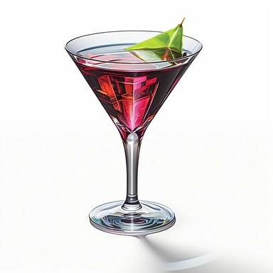 Sharp Illustration of a Manhattan Cocktail clipart aginst white background, illustration style, vibrant colors, unreal engine 5, detailed illustration, high resolution, high quality, solid white background
