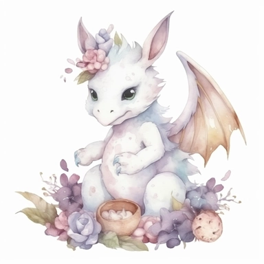 a cute WATERCOLOR dragon mum, WATERCOLOR clipart, isolated white background 8k