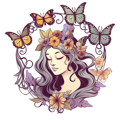 Clipart of summer fairy butterflies and flowers, in the style of watercolour, clean outline, magical, enchanted,