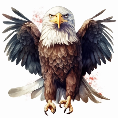 full body eagle with american flag Clipart,on white background with margins