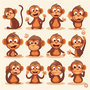 Design lovable illustrations of monkeys in various poses and expressions. Focus on their expressive faces, big round eyes, and mischievous smiles. Incorporate different types of monkeys, such as the capuchin, spider monkey, or marmoset, to add variety to the clipart set. Use a vibrant color palette to make the monkeys visually appealing. Consider adding playful elements like swinging from vines, eating bananas, or wearing cute accessories like hats or bow ties.