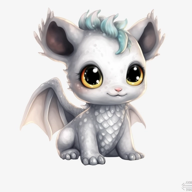 Watercolor: big eyes kawaii chinese baby dragon full body png realistic cartoon 32k UHD cute 15cm thick outline black color no shadow on the floor. With illustrations , realistic watercolors and detailed illustrations Cartoon, PNG clipart, transparent white background