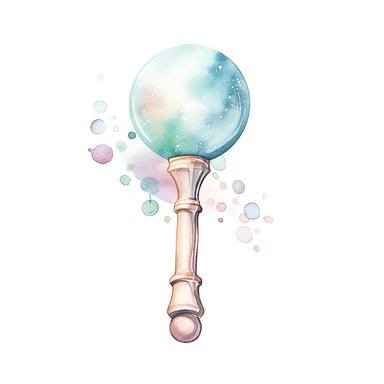 Solid white background, Detailed watercolor modern Baby Rattle clipart