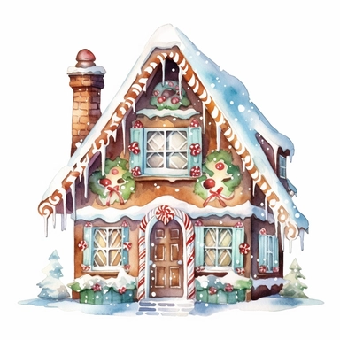 watercolor gingerbread house christmas clip art
