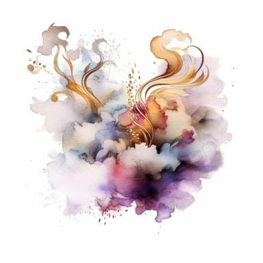 smoke, dust, glitter watercolor clipart, white background