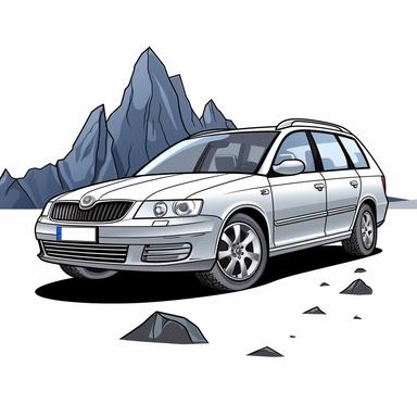 free vector grey skoda octavia 2007, vector free, vector png, car clipart, in the style of quirky manga art, automatic drawing, 2d game art, cliff chiang, andy singer, flickr, hand-drawn animation, digital art techniques, white background