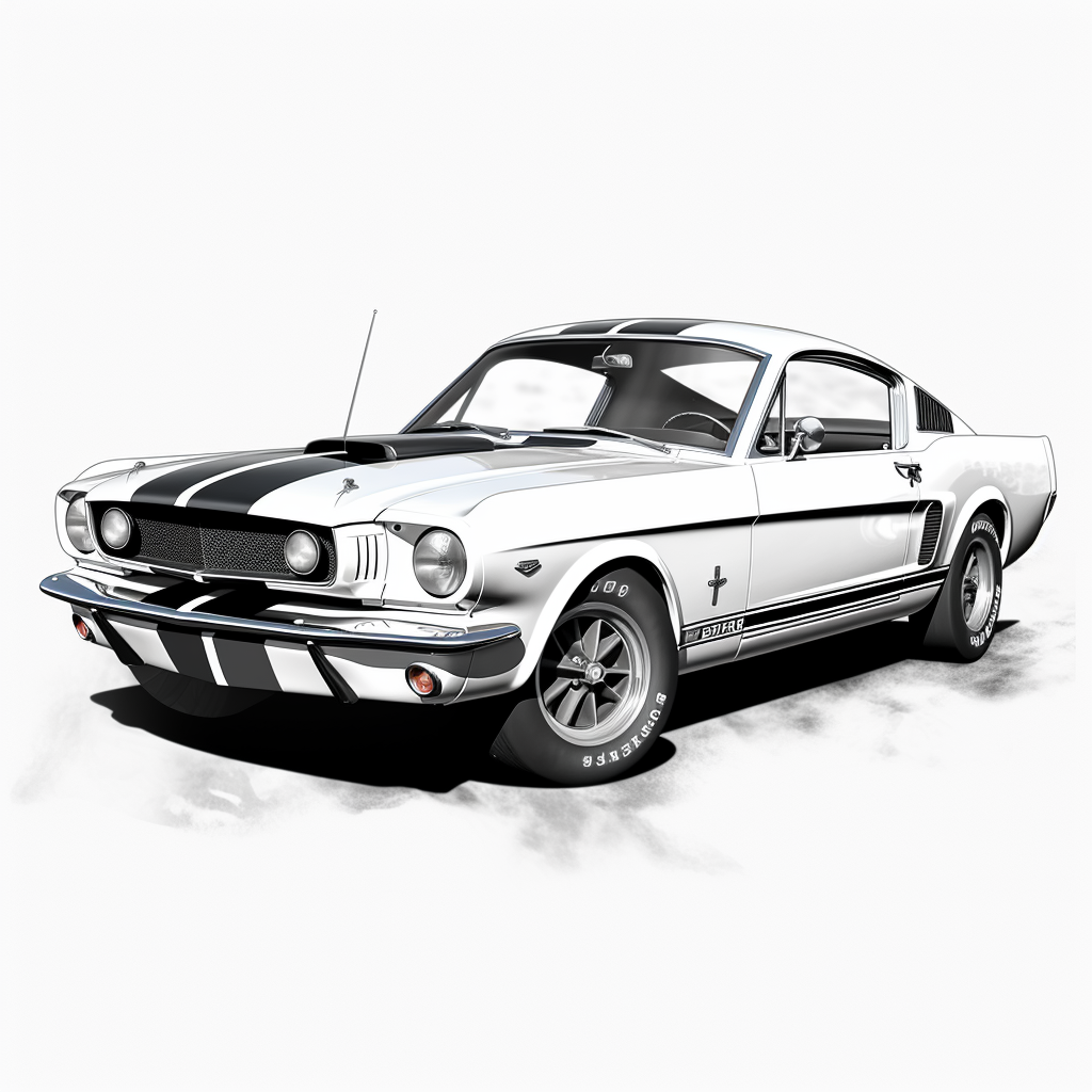 Ford Mustang Shelby GT350 1965 clipart, black and white - Clip Art Library