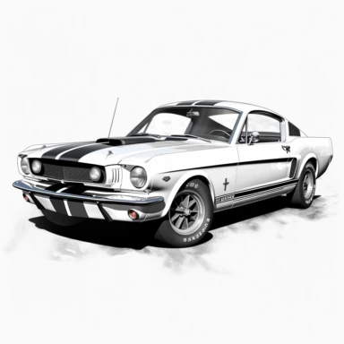 Ford Mustang Shelby GT350 1965 clipart, black and white