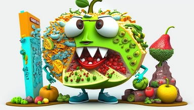3D Cartoon clipart mascot in form a dietitian world ,128K super mega pixel, insane detail, hyper-detailed, with huge details, UHD, 8K