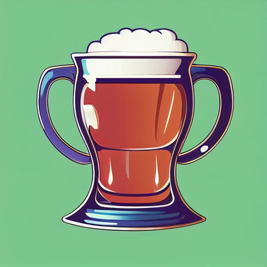 beer mug trophy, classic vector clip art, detailed lines, detailed segments, Solid color background, solid linework