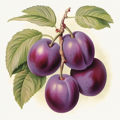 Purple Plum Digital Download, Printable, Vintage, Clipart, DIY Crafts, Fruit Design, Food, PNG, JPG, Illustration