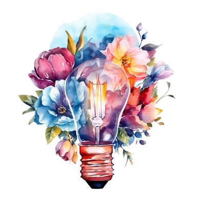 Watercolour Floral Light Bulb Clipart