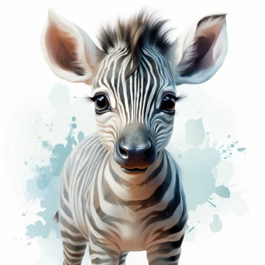 cute baby zebra clipart, pastel watercolor illustration, children's book style illustration, full body view, delicate feminine art style, adorable and curious baby zebra, smilecore, phantasy colors, illustration in pastel children's book style, art style of Greg Rutkowski ar-- 1:1