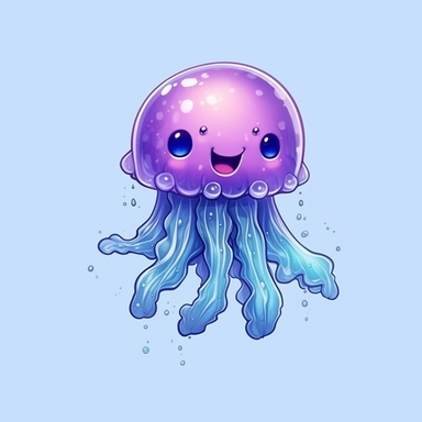 happy cute baby jelly fish , full body, hand draw Illustration clipart, 4K, extremely detailed