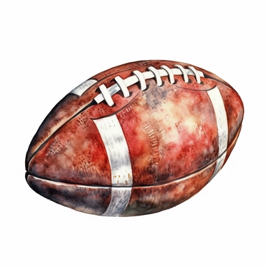 detailed watercolor american football , wide angle, long shot, realistic, isolated on white background, clipart