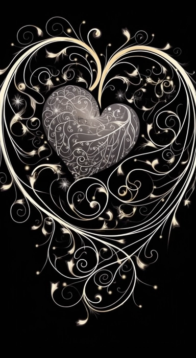 whirl of curls drawn on black background, couple heart, hearts transparent background png clipart, in the style of tattoo, islamic calligraphy, happenings, marguerite blasingame, free-flowing lines, shaped canvas, infinity nets