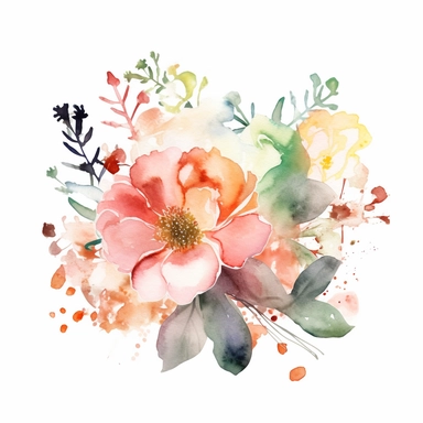 happy new year theme watercolor clipart white background