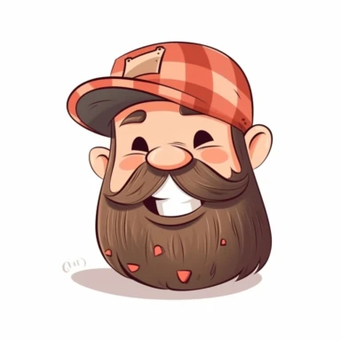 happy cute Lumberjack face, cartoon, clipart, mascot, isolated on white background