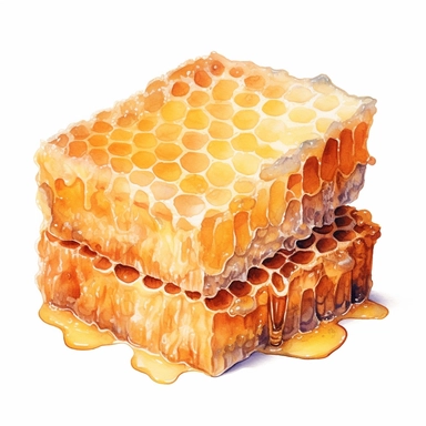 hyperrealism painting , honey comb, white background, watercolor style, farmhouse chic, tempera clipart