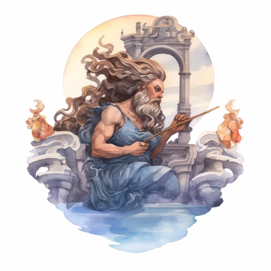 a Greece Greek Mythology in the style of watercolour clipart with detailed brush strokes