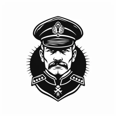 military officer tribal style , vintage, logo, clean, solid color, black and white color, clip art style, vector style, white background, i can't believe how cool this is