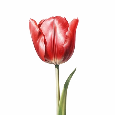 hyperrealism painting , a red tulip , white background, watercolor style, farmhouse chic, tempera clipart