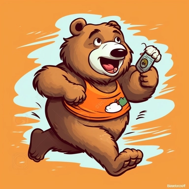 cute cartoon drawing of a bear carrying an envolope running clipart
