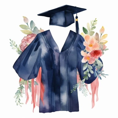 graduation gown watercolor clipart