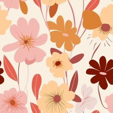 light pink, light maroon and light brown flower cliparts, in the style of victor pasmore, light orange and light pink, free brushwork, henri rousseau, stencils, mural-like compositions, elsa beskow, minimal floral art, cute flowers