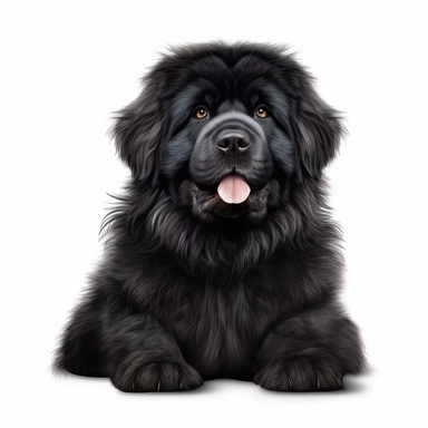 Dog Puppy breed Newfoundland big hairy black 3D clipart