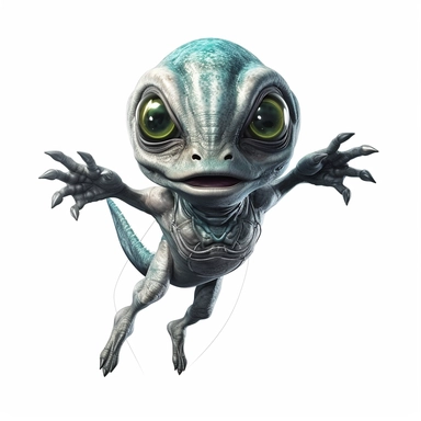 Clipart, An alien creature floating in a zero-gravity environment., hyperrealistic, hyper high definition